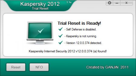 Kaspersky 2012 Trial Reset 1.1c by GANJiN