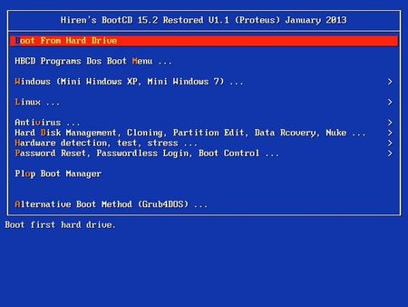 Hiren's Boot DVD 15.2 Restored Edition 1.1 (January 2013)