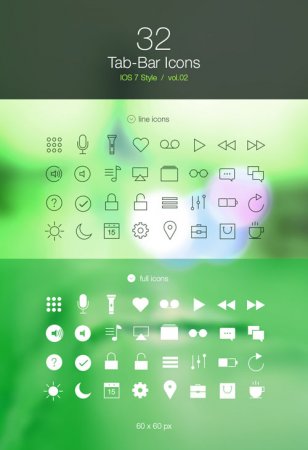 PSD  - Pixeden - Tab Bar Icons iOS 7 Vol2