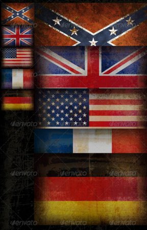 PSD - GraphicRiver Five Old Grunge Flags