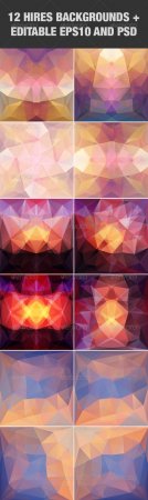 PSD - GraphicRiver Violet Abstract Triangular Backgrounds Set
