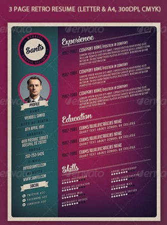 PSD - GraphicRiver - Retro Style Resume 4102892