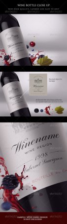 PSD - GraphicRiver Wine Bottle Close-up Mock-up with Fruits