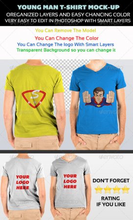 PSD - GraphicRiver Young Male T-shirt Mock-up