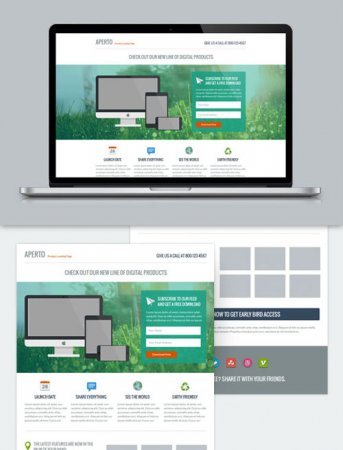 PSD - WeGraphics - Aperto - Flat Style Landing Page PSD