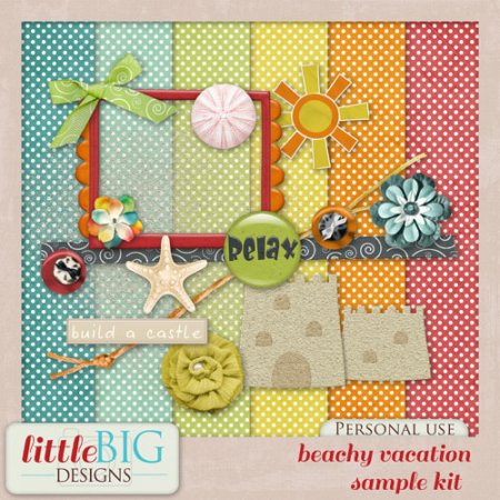Scrap Set - Beachy Vacation PNG and JPG Files