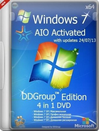 Windows 7 SP1 4in1 DVD v.24.07 DDGroup Edition AIO Activated (x64/2013/RUS)