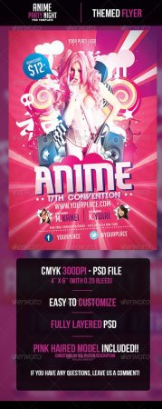 PSD - Anime Party Flyer Template