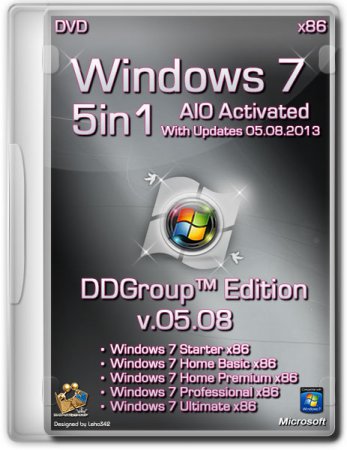 Windows 7 SP1 x86 5in1 DVD v.05.08 DDGroup� Edition AIO Activated (2013/RUS)