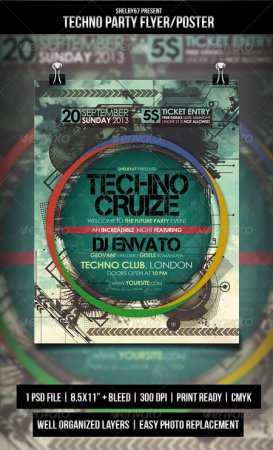PSD - Techno Party Flyer Poster