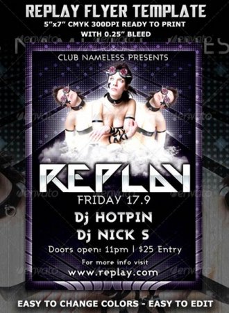 PSD - Replay Party Flyer Template