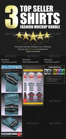 PSD - x3 Top Seller Shirt Mockups Bundle